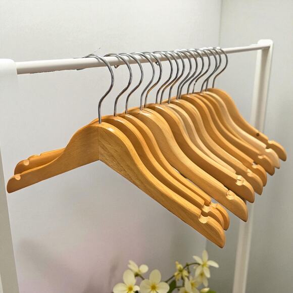 At Home Tiny Dreamers 15ps Wooden Clothes Hanger Kid's 3-8 years, 12 in, Natural - Picture 1 of 4